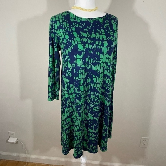 Hourglass Lilly sz X SM /SM tunic length top in green and blue knit print - Picture 1 of 12